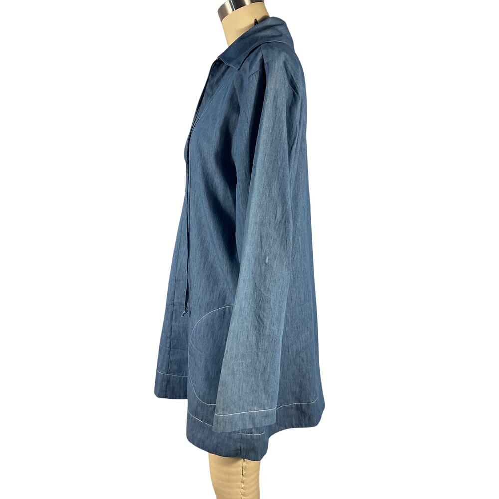 Matthew Bruch Washed Blue Spread Collar Popover Dress Size 2 - Picture 3 of 6